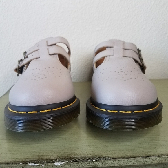 Dr. Martens Virginia Leather Mary Jane Shoes in Vintage Taupe - Picture 4 of 7